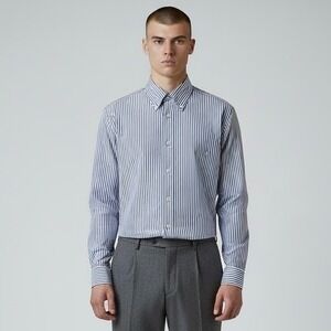 Ralph Lauren Dress Shirt Mens 3XLT Blue Striped Button Down Nylon Performance